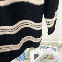 定番ヨーロッパ製※定価5万◆ブルガリア発※RISELIN セーター ミンク/カシミヤ混 上質 ソフト 防寒 ニット ボーダー柄 秋冬 レディース M_画像6