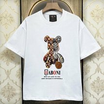 個性EU製＆定価2万◆UABONI*Paris*半袖Tシャツ*ユアボニ*パリ発◆高級 コットン100％ 吸汗 薄手 カットソー モノグラム Bearbrick M/46_画像1