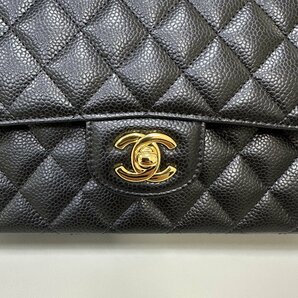 新品未使用★CHANEL シャネル★A01112 キャビアスキン ダブルフラップマトラッセ ハンド チェーンショルダーバッグ 限定 レディースの画像7