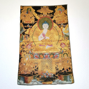 アンティークコレクション、約90ｃｍ*60cm　大判　チベットタンカ刺繍　53