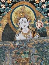 アンティークコレクション、約90ｃｍ*60cm　大判　チベットタンカ刺繍　31_画像6