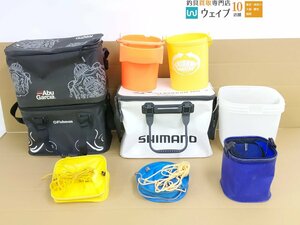 シマノ フィッシュバッカン ISO、アブガルシア バッカン 他 コマセバケツ すいこみバケツ 水汲みバケツ など 計9点 ジャンク品