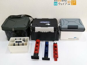 シマノ EVA タックルバッグ BK-002Q 22L、メイホー バケットマウス BM-5000 他 ロッドスタンド等 計6点