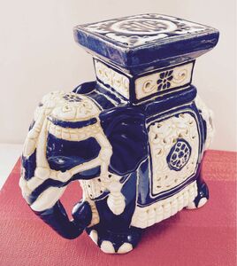 ぞう　花台　陶器　ガーデニング　置物 オブジェ インテリア 玄関 鉢置き 飾り台 象 アンティーク