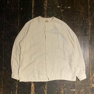 50s rayon gabardine shirt レーヨンギャバ　ギャバシャツ　レーヨンシャツ　白　ホワイト　ビンテージ　vintage　長袖シャツ オンブレ