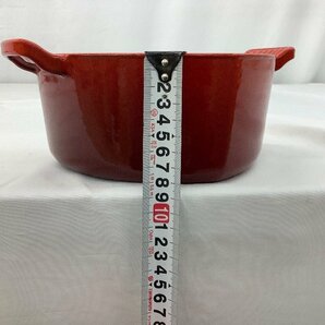 ルクルーゼ LE CREUSET ココット ダムール ホーロー鍋 2L ハート型 白・赤 中古品 ACBの画像8