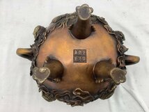 中国美術 唐物 翡翠摘 銅製盛上龍紋香炉 香道具 古美術品 銅器 中古品 ACB_画像5