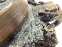 中国美術 唐物 翡翠摘 銅製盛上龍紋香炉 香道具 古美術品 銅器 中古品 ACB_画像8