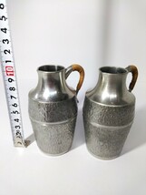 本錫 錫半 酒器 ちろり ２本セット 錫器 銚釐 湯婆 燗器 在印 箱付 （検索） 古道具 古玩 金属 工芸品 レトロ 徳利 注器 地炉裏 錫製 銚子_画像2