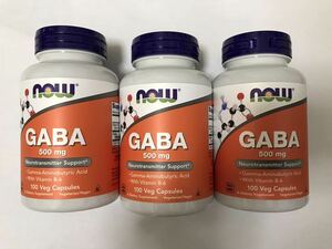 【3個 送料無料】GABA 500mg 100カプセル （nowfoods ナウフーズ サプリメント ギャバ gaba ガバ セロトニン メラトニン）NOW FOODS