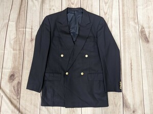 8．日本製 BURBERRY LONDON バーバリー モヘヤ混紡 紺ブレ　金ボタン　ダブルジャケット メンズA7 ダークネイビー 三陽商会x203