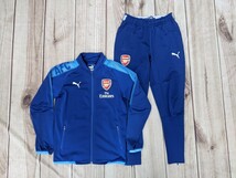 16．Arsenal アーセナル 2点PUMAプーマDRY-CELLトラックジャケットブルゾン パンツ速乾ジャージ トレーニングウェア上下 キッズ140青白x304_画像1