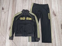 10．2点 00s adidas アディダス トラックジャケットパンツ ジャージブルゾン ジャージトレーニングウェア上下 メンズM　黒系黄色系 y303_画像1