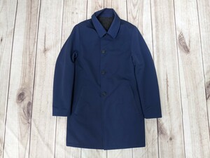 18．ブルックスブラザーズ　BROCK BROTHERS リバーシブル ウール/防寒無地 RECENT FIT ステンカラーコートメンズ36S ネイビーグレー系 y302