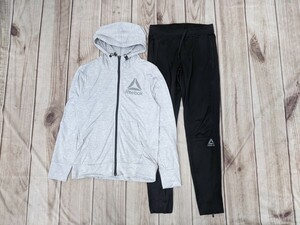 6．2点 REEBOK リーボック 速乾 ストレッチ パーカー パンツ メンズS グレー黒 x301