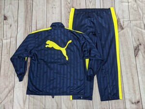 10．2点 PUMA プーマ トラックジャケットブルゾン パンツ ジャージトレーニングウェア上下 メンズL～O L　ネイビー黄色 y310