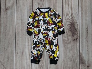 17．ヒステリックミニ HYSTERIC MINI 総柄 キャラデザイン ロンパース リトルアンデルセン キッズ F(70~80cm) 黒白黄色赤x307