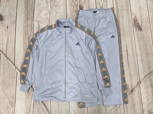 8．2点アディダス adidas CLIMALITE ジャージブルゾンジャケット パンツ トレーニングウェア上下メンズO/L グレー黄色系y307