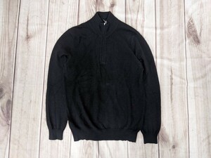 19．カシミヤ100 カシミア100 ユニクロ UNIQLO ハーフジップ ニットブルゾン セーター レディースM　黒 x401