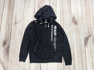 13．デサント DESCENTE MOVESPORT ジャージブルゾンジャケットパーカー メンズO　黒白　トレーニングウェアx407