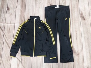 8．2点 adidas アディダス climalite 速乾ジャージブルゾンジャケット パンツ メンズM黒黄色トレーニングウェア y407