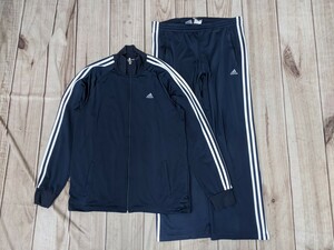 1． adidas essentials CLIMALITE トラックジャケット パンツ フレアシルエット 上下 セットアップ メンズO　ネイビー白 y407