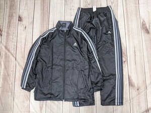 5．2点 00s adidas アディダス CLIMAPROOF 裏メッシュ トラックジャケットブルゾン パンツ 上下 メンズO、L 黒グレー y503