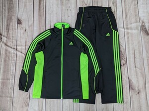 3．2点 adidas アディダス CLIMALITE 速乾ジャージブルゾンジャケット パンツ ジャージパンツ　メンズL/M　黒緑系 y506