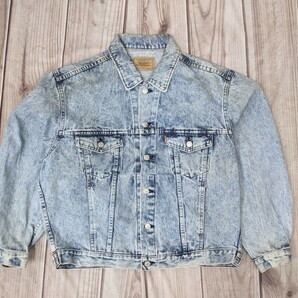 8．80s 日本製 LEVI'S 88年 オレンジタブ リーバイス 70649-0127 4th ケミカルウォッシュ デニムジャケット Gジャン メンズL 水色系 y610の画像1