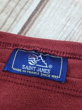 6．80s 90s SAINT JAMES セントジェームス 無地 バスクシャツ 長袖シャツ メンズＬ相当 エンジx501_画像4