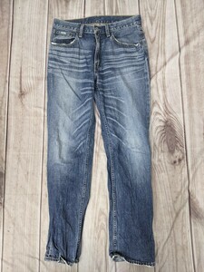 7．鬼ヒゲ　00s リーバイス LEVI'S 502 牛革パッチ デニムジーンズ パンツ サイズ 32-33 ネイビー y510