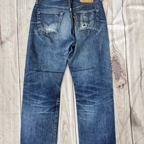 15．90年製 日本製 リーバイス LEVI'S 502-XX 赤耳 鬼ヒゲ ビッグE デニムジーンズ パンツ W31L36 ネイビー y603の画像2