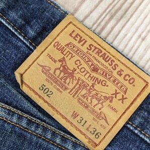 15．90年製 日本製 リーバイス LEVI'S 502-XX 赤耳 鬼ヒゲ ビッグE デニムジーンズ パンツ W31L36 ネイビー y603の画像5