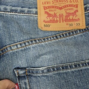 2．80s LEVI'S リーバイス 135周年記念 503 デニムジーンズ パンツ W30L33 ネイビー y601の画像3