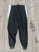 20．90s デサント製 アディダス adidas トラックパンツ レトロジャージ リブラインジョガーパンツ メンズL黒白緑系トレーニングウェア x606_画像2