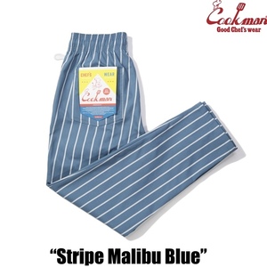Mサイズ COOKMAN シェフパンツ Stripe Malibu Blue ストライプ ブルー クックマン Chef Pants