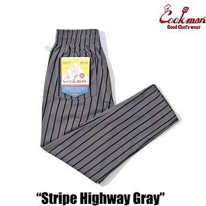 Lサイズ COOKMAN シェフパンツ Stripe Highway Gray ストライプ グレー クックマン Chef Pants
