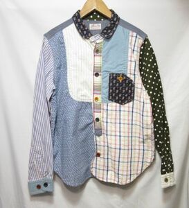  beautiful used Beams BOY Beams Boy k Lazy pattern cotton shirt floral print peiz Lee stripe polka dot check pattern patchwork 