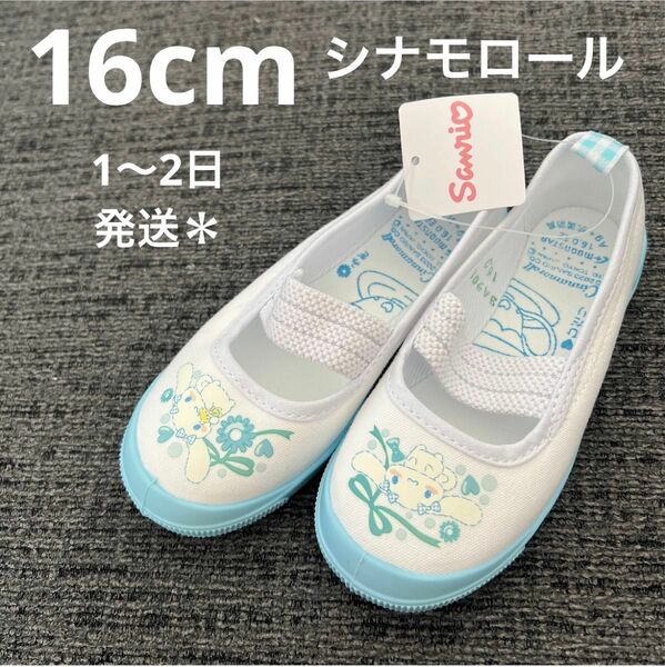 【新品】シナモロール　上履き　16cm ムーンスター 幼稚園 保育園 女の子　水色