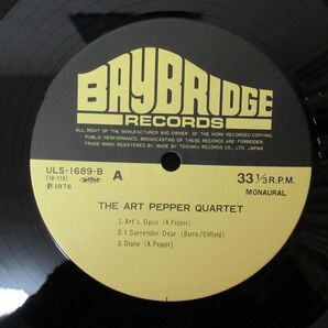 JAZZ LP/帯・ライナー付き美盤/The Art Pepper Quartet - The Art Pepper Quartet/Ｂ-11823の画像5