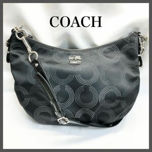 【美品】　COACH コーチ　ショルダーバッグ　ブラック　シルバー