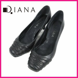 ▲□DIANA(ダイアナ)♪プリーツデザインパンプス♪ブラック♪ヒール♪ドレープ♪フォーマル♪レディースシューズ♪24cm