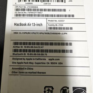 MacBook Air M1 チップ　13.3インチ　スペースグレイ　2020 16GB 256GB 