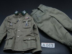 【 A063 】1/6ドールパーツ：DRAGON製 ドイツ軍 SS将校用制服上下（日焼け・退色品）（WWII）【 長期保管・ジャンク扱い品 】