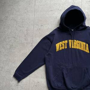 vintage ヴィンテージ 90's RED OAK カレッジロゴ WEST VIRGINIA プルオーバー パーカー ネイビー L