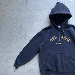 champion チャンピオン カレッジロゴ OSHkOSH ハーフジップ パーカー ネイビー M