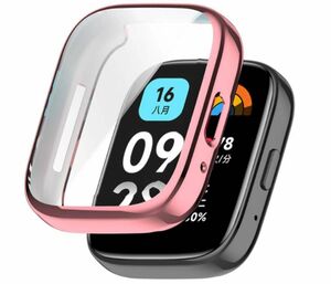 Xiaomi Redmi Watch 3 Active アクティブ ピンク カバー フィルム ケース 画面保護 TPU ソフト