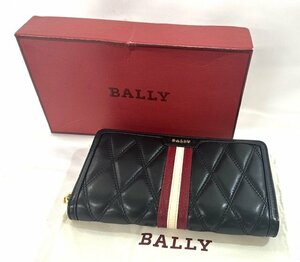 【中古品】バリー　BALLY　ファスナー長財布　カーフ　黒×赤×白【送料別】FS0037