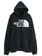 ノースフェイス プリント スウェット フード パーカー メンズ XL The North Face アウトドア トレーナー プルオーバー 裏起毛 スエット 紺_画像1