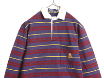 90s USA製 ポロ ラルフローレン ボーダー 長袖 ラガーシャツ メンズ S / オールド POLO 長袖シャツ ラグビー ヘビーウェイト ポケット付き_画像2